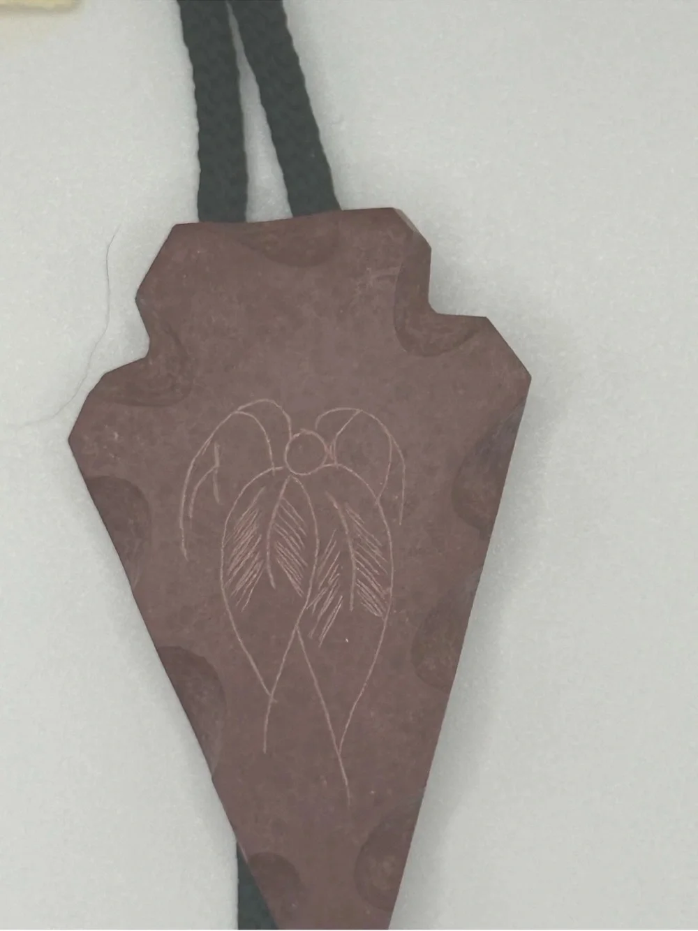 Authentic Ray Redwing Signed Pipestone Arrowhead Bolo Tie w/ Original Tag